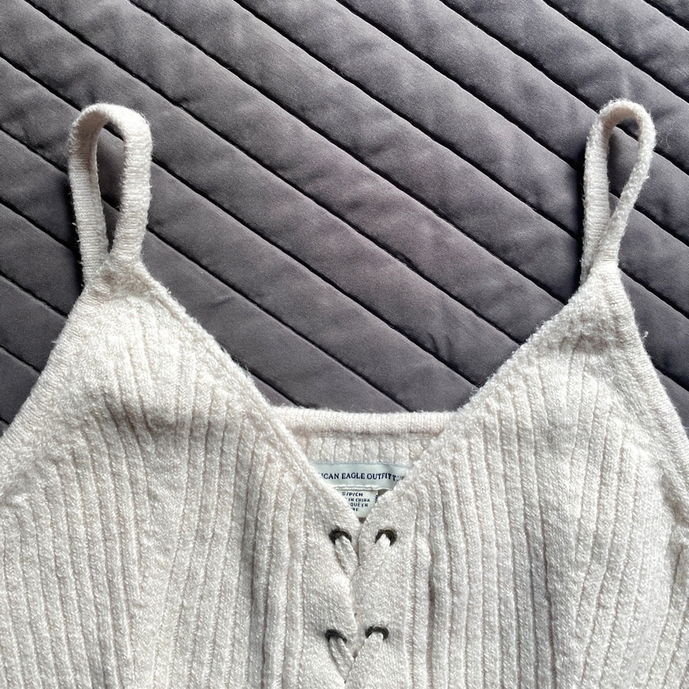 oatmeal/cream knit tank top